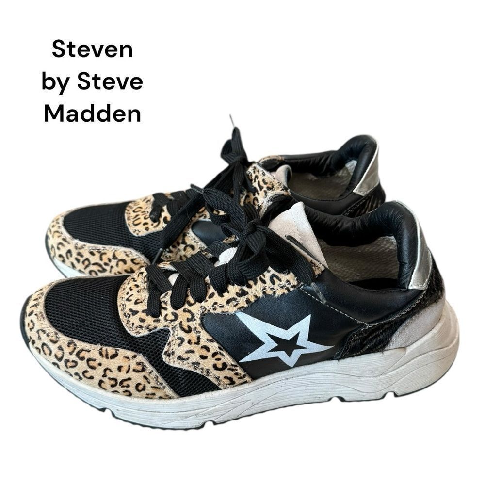 Steven by Steve Madden Women's "Price" Calf Hair Cheetah Sneakers 9